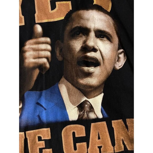 Democratic President Barack Obama Men's Black Shirt Yes We Can USA  Big Tall 4XL - Picture 2 of 7